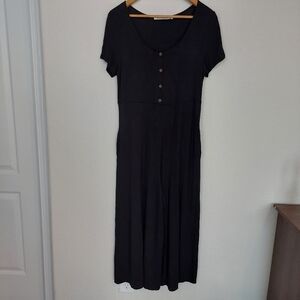 Three Bird Nest Super Soft Black Stretch Pocket Wide Leg Jumpsuit Size Small